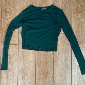 Top Shop Cropped Green Long Sleeve